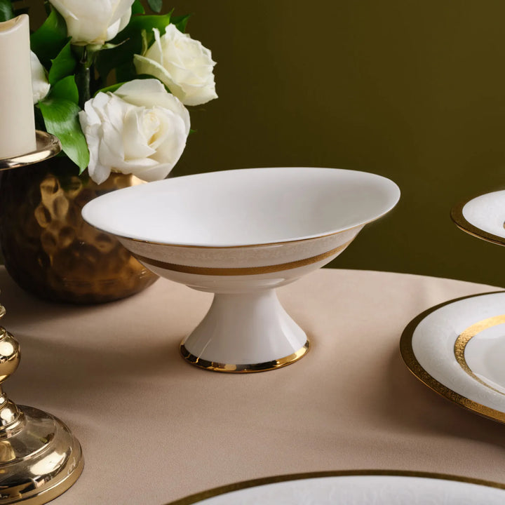 Karaca - Royal Bone Victoria - Serveringsfad på Fod – Guld
