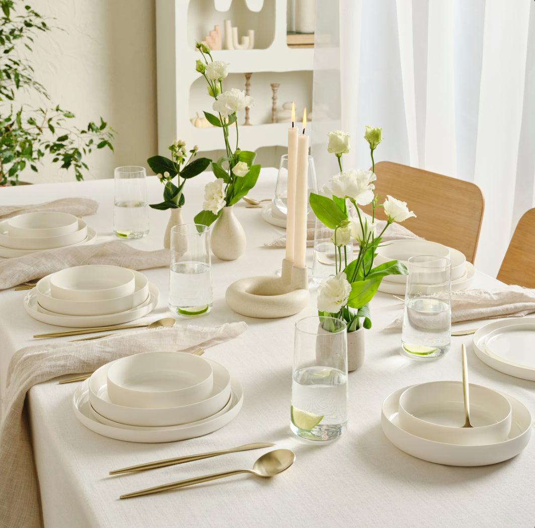 Karaca Earth Collection Finesse Spisestel – 24 dele, 6 personer, Hvid