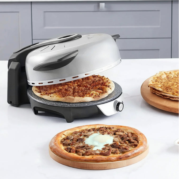 Karaca Gastro 10-i-1 Pizza, Lahmacun & Tandoori Brødmaskine – Biodiamant Sølv - 30 CM