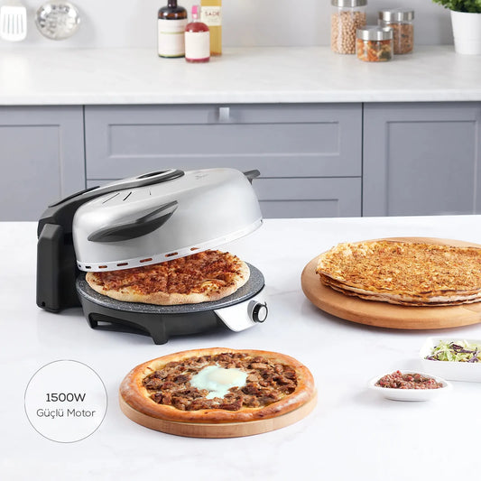 Karaca Gastro 10-i-1 Pizza-, Pide-, Lahmacun- og Tandoorbrøds-maskine – BioDiamond Silver