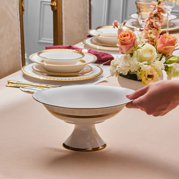 Karaca - Royal Bone Victoria - Serveringsfad på Fod – Guld