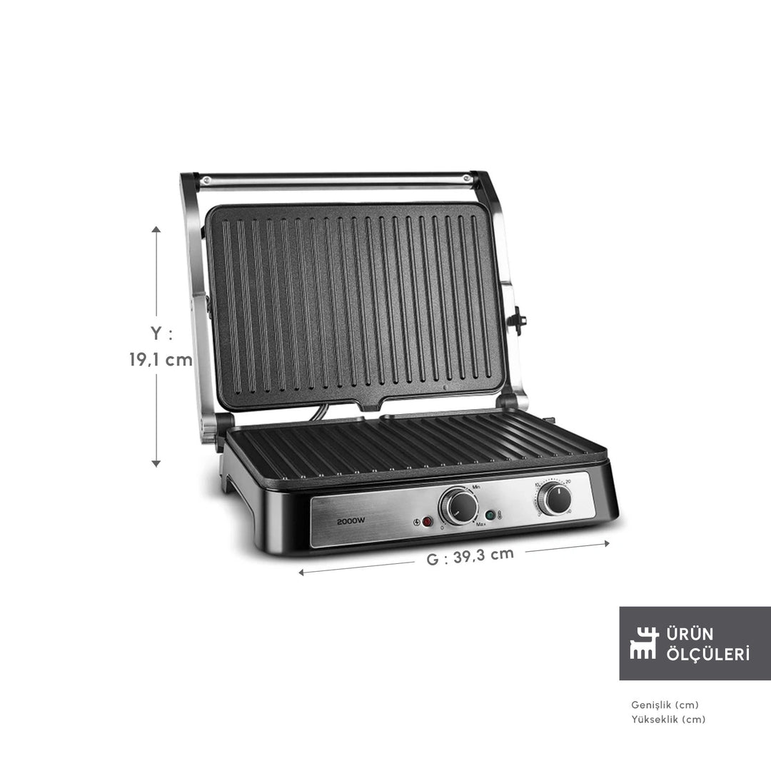 Emsan - Toastmate Grill &amp; Toastmaskine – 6 Skiver | Inox | 2000W