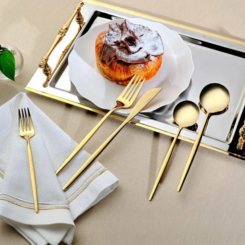 Karaca Orion 30-delt Bestiksæt 18/10 rustfrit stål | Blank Guld | 6 personer