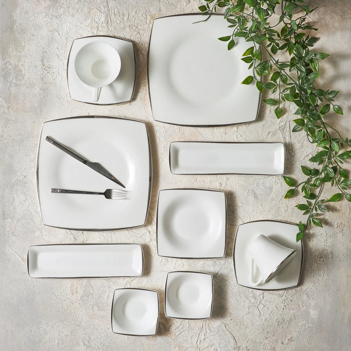 Karaca Fine Pearl Agate – 26 dele Morgenmads- og Serveringssæt til 6 personer, Platin