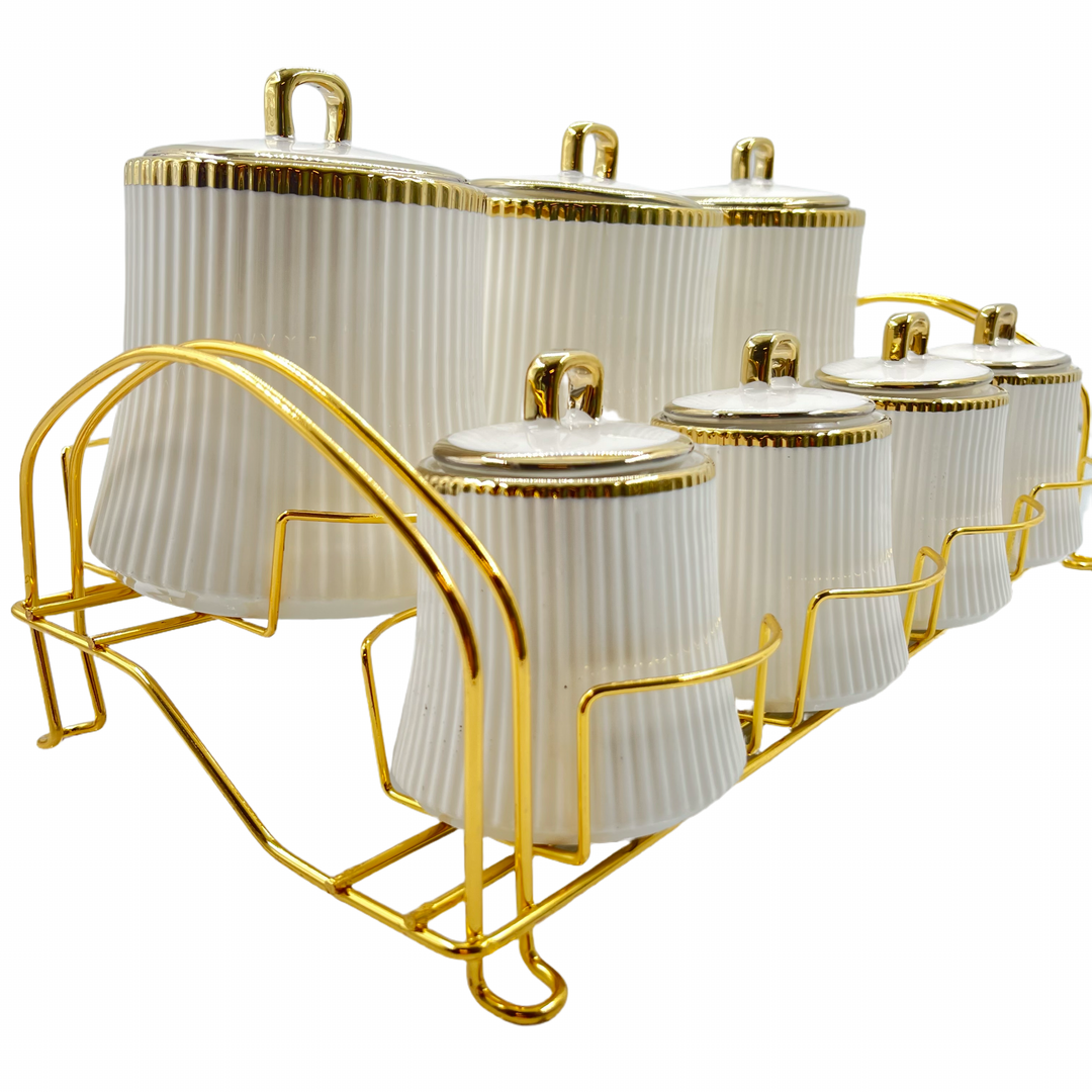 Almina Porcelæn Krydderisæt - Hvid/Guld