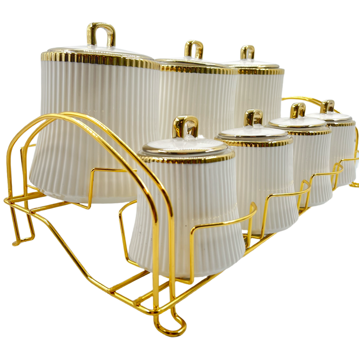 Almina Porcelæn Krydderisæt - Hvid/Guld