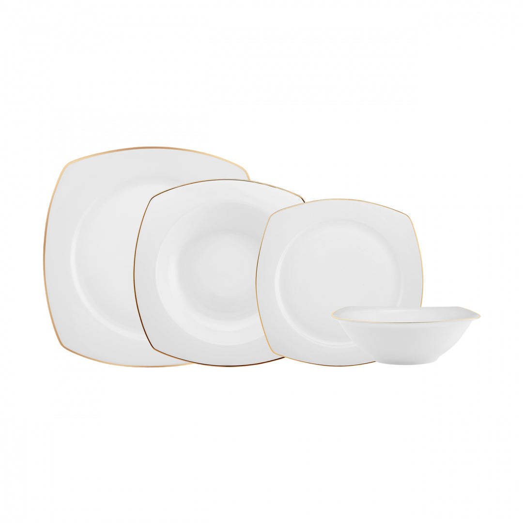 Karaca Mane Porcelænssæt Guldkant - 24 dele 6 personer