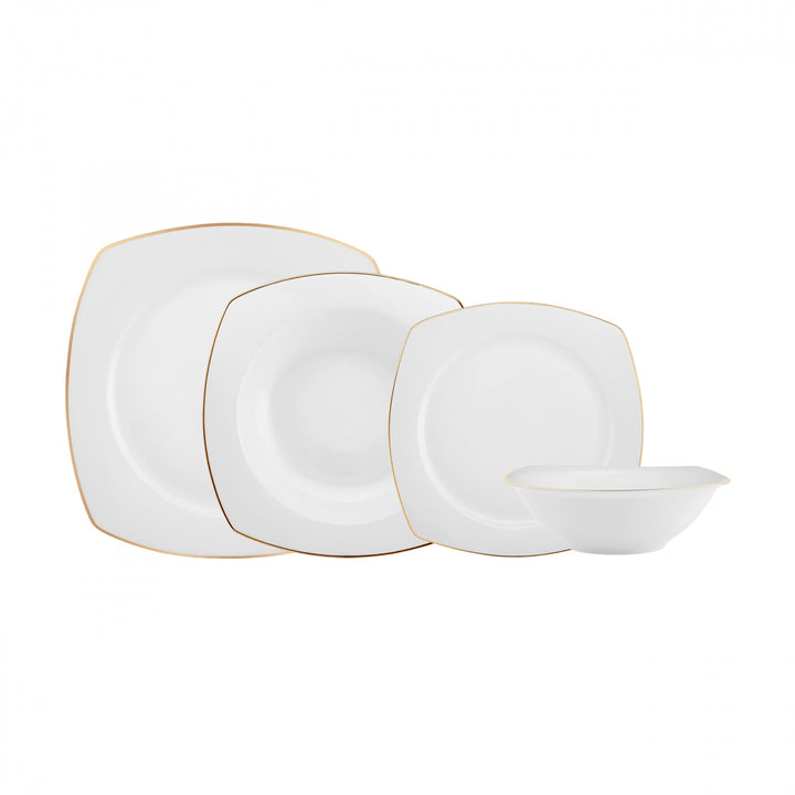 Karaca Mane Porcelænssæt Guldkant - 24 dele 6 personer