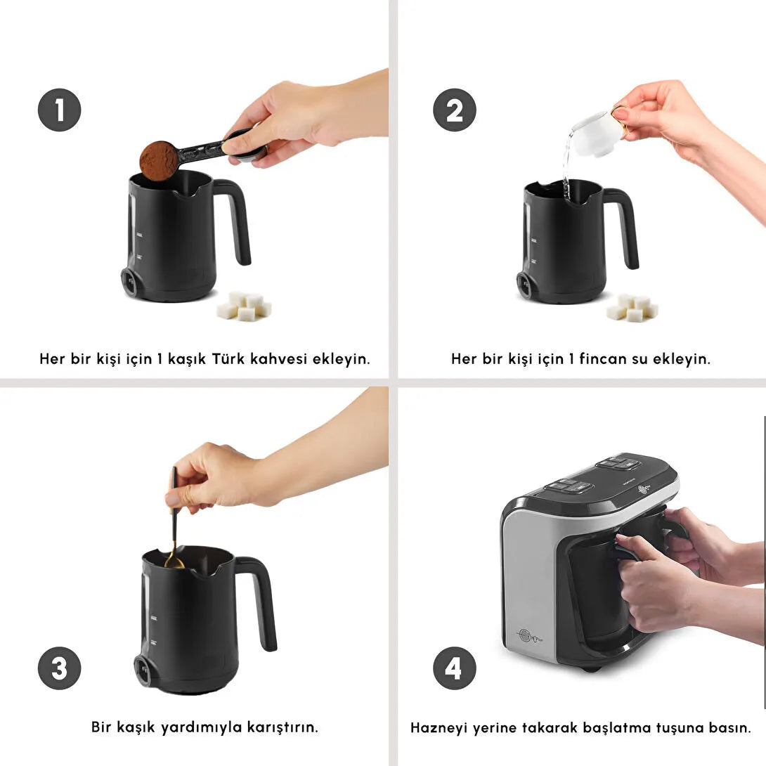 Karaca Hatır Hüp Duet Aroma Flavour – Dobbelt Tyrkisk Kaffemaskine (10 Kopper) - Space Grå