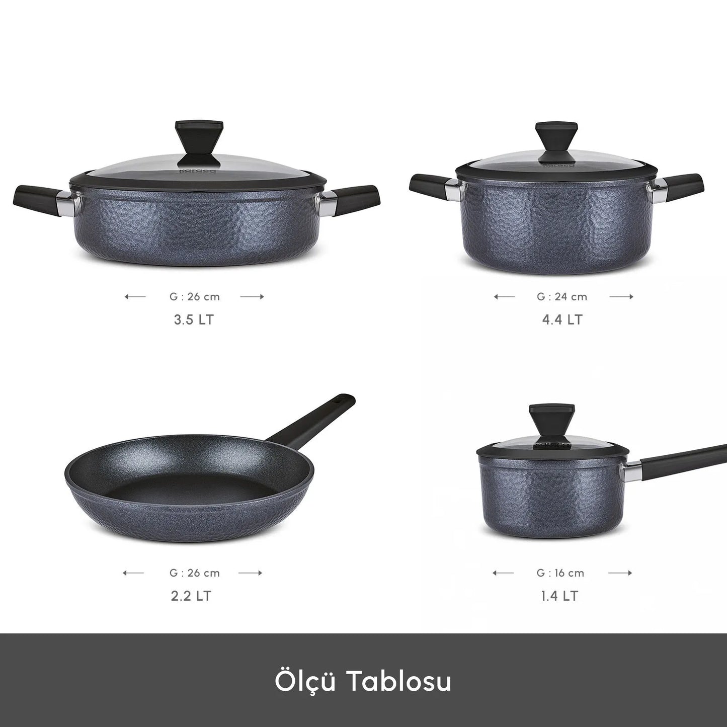 Karaca BioDiamond Dante Grydesæt – 7 dele – Induktionskompatibel