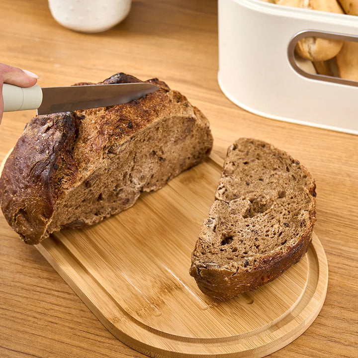 Karaca Premium Brødkasse Sæt med Bambuslåg – Inkl. Gratis Opbevaringskrukke Cream