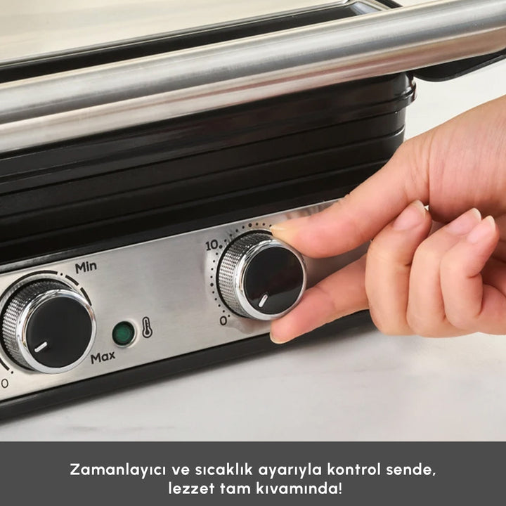 Emsan - Toastmate Grill &amp; Toastmaskine – 6 Skiver | Inox | 2000W