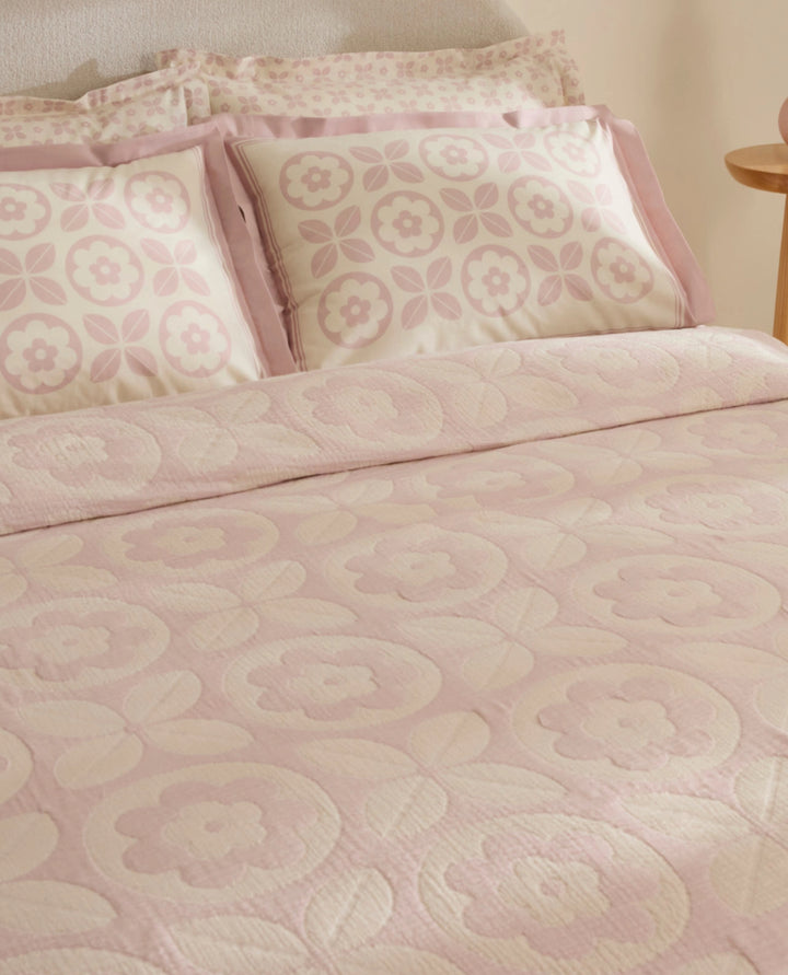 Karaca Home Shayla Pink Printet Muslin Pike-Sæt