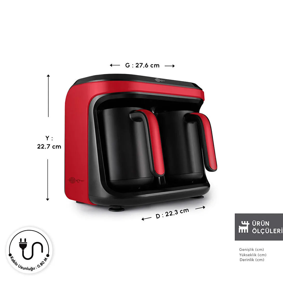 Karaca Hatır Hüp Duet Flavour – Dobbelt Tyrkisk Kaffemaskine (10 Kopper) – Rød