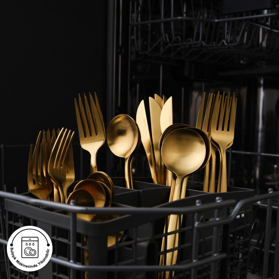 Karaca Orion Mat Gold 60-delt bestiksæt – 18/10 rustfrit stål 12 Personers