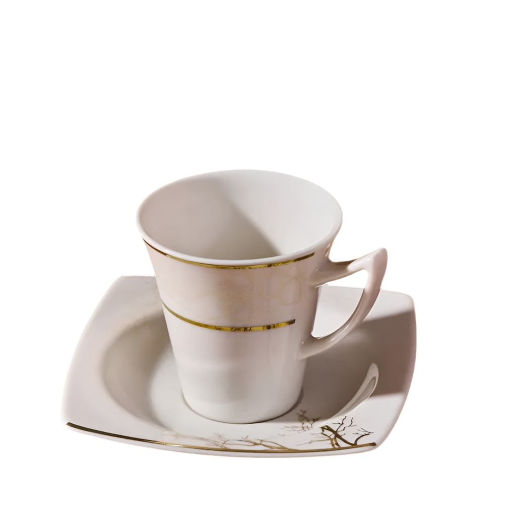 Karaca Autumn Espresso Kaffesæt til 6 personer – 85 ml - Hvid/Guld
