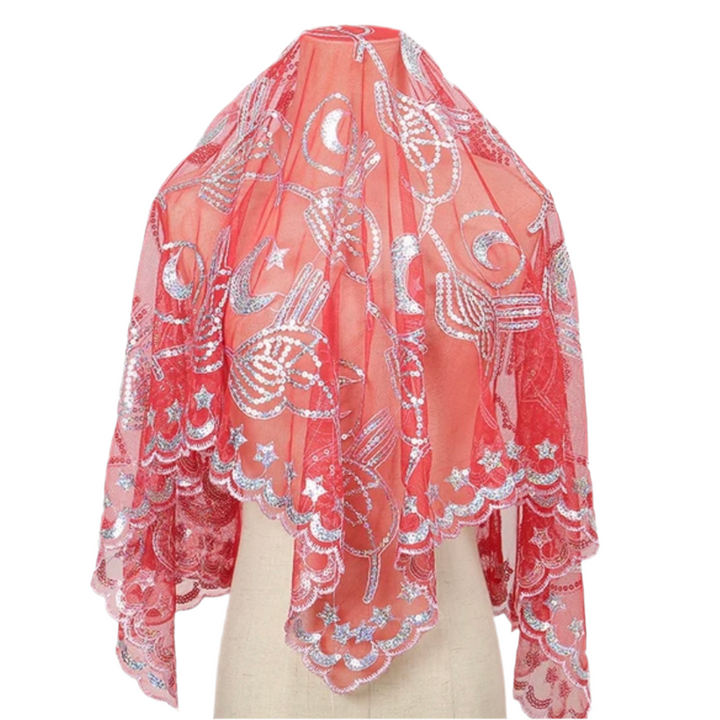 Hennafest Brudeslør og Handsker m/Pailletter - Rød eller Grøn