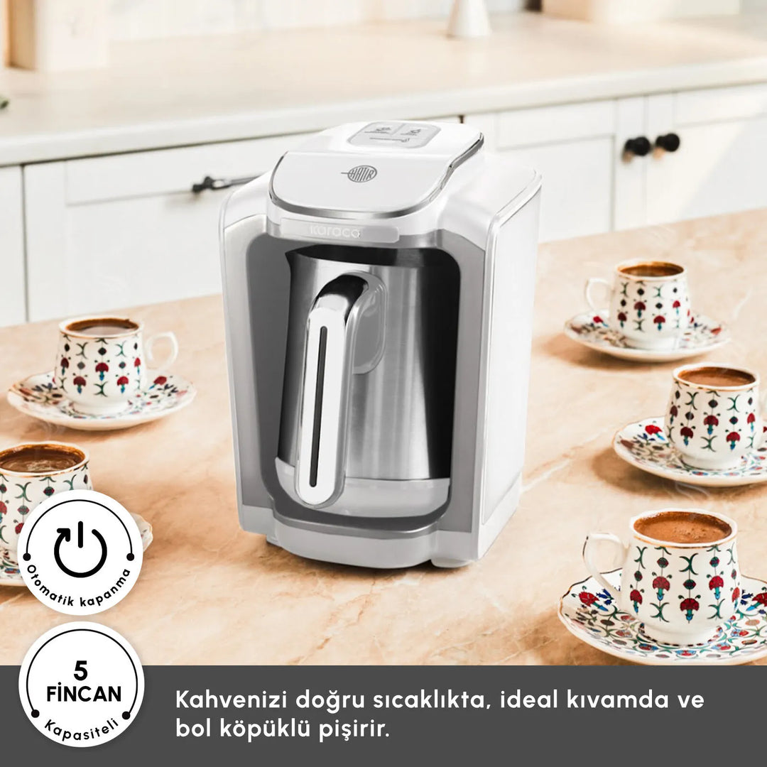 Karaca Hatır Neo Inox - Tyrkisk Kaffemaskine med Kande - Rustfrit Stål – Hvid