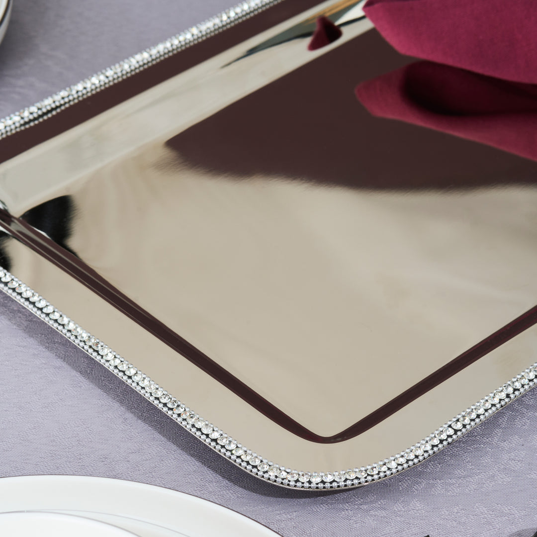 Karaca Majesty Dekorativ Rektangulær Serveringsbakke 42x30 cm – Sølv