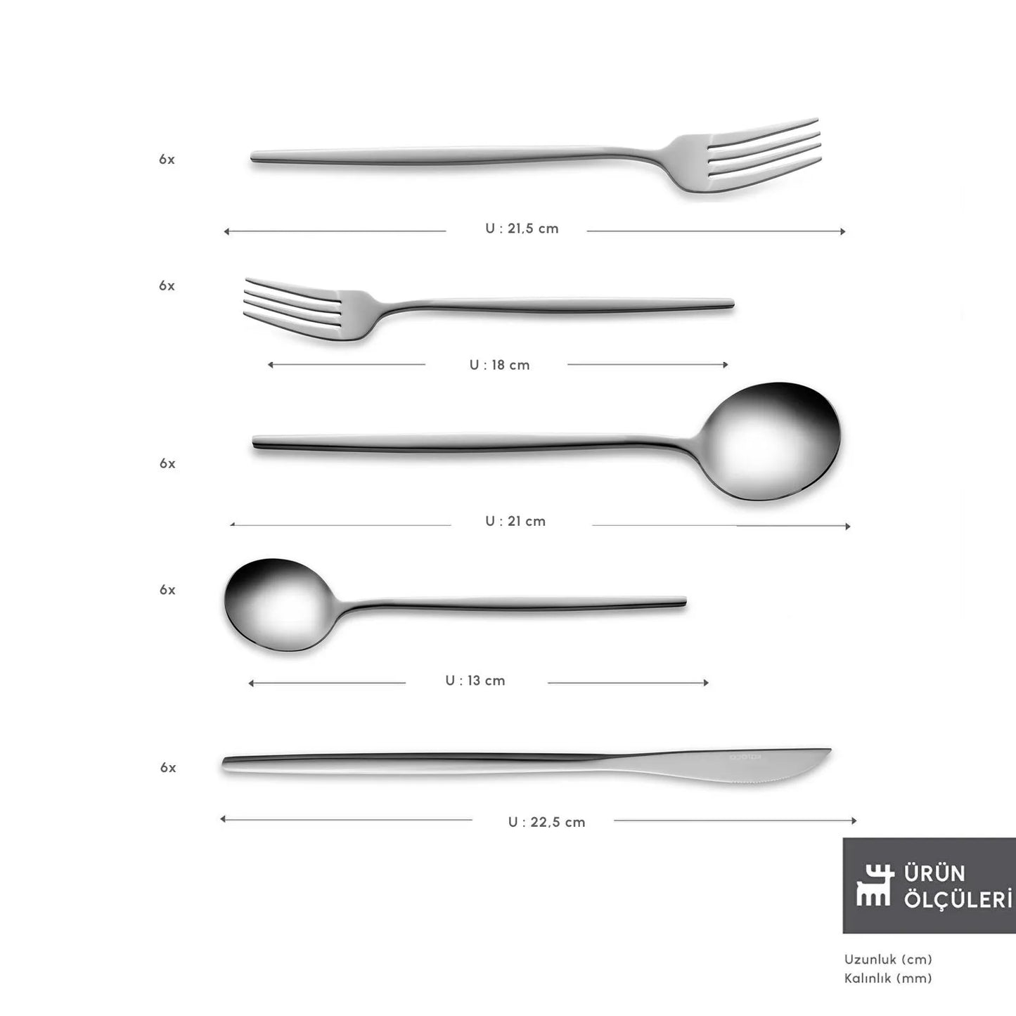 Karaca Orion Sølv – Bestiksæt til 6 personer, 30 dele