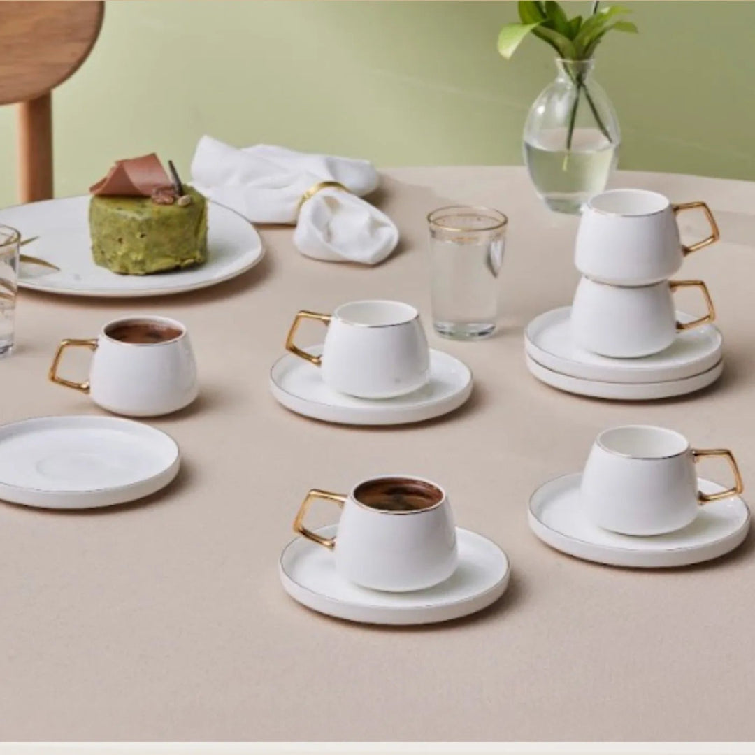 Karaca Streamline Saturn Espresso Kaffesæt til 6 personer – 100 ml - Guld