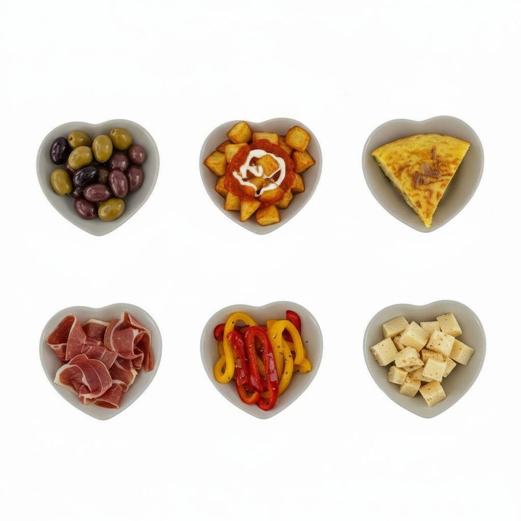 Kaya Hjerteformet Tapassæt 12 dele - Porcelæn