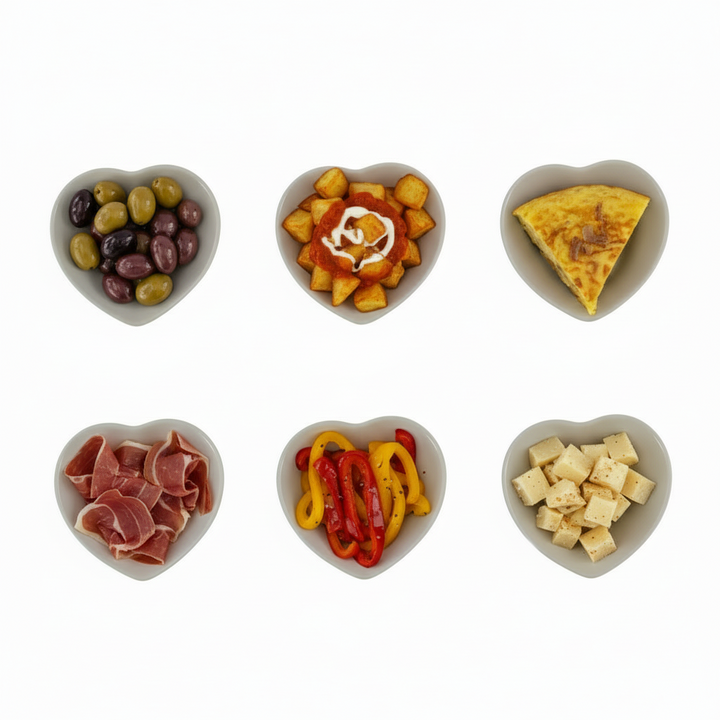 Kaya Hjerteformet Tapassæt 12 dele - Porcelæn