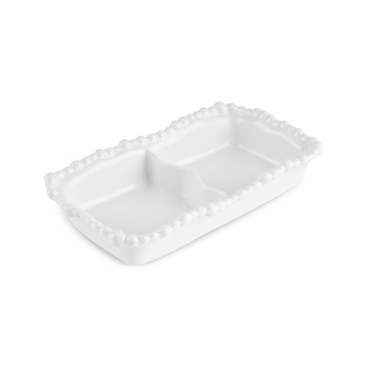 Karaca - Perla Melamin - Inddelt Nødde/Snackskål - Rektangulær - 23 cm - Hvid