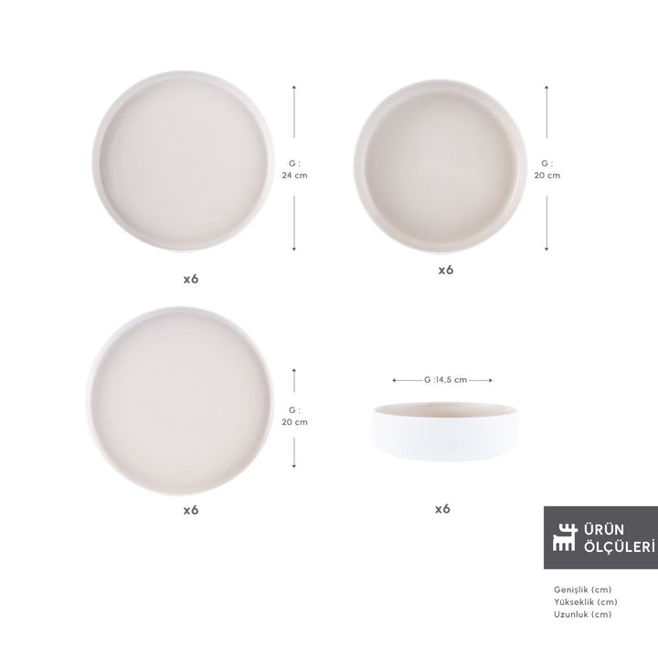 Karaca Earth Collection Finesse - Porcelæn Tallerkensæt - 24 dele | 6 pers. |Beige