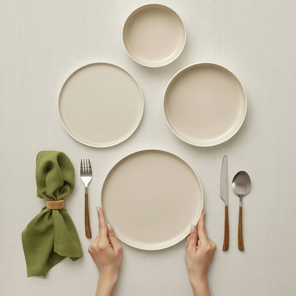Karaca Earth Collection Finesse - Porcelæn Tallerkensæt - 24 dele | 6 pers. |Beige