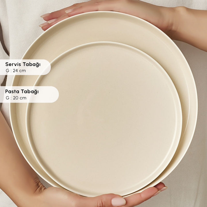 Karaca Earth Collection Finesse - Porcelæn Tallerkensæt - 24 dele | 6 pers. |Beige