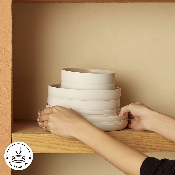 Karaca Earth Collection Finesse - Porcelæn Tallerkensæt - 24 dele | 6 pers. |Beige