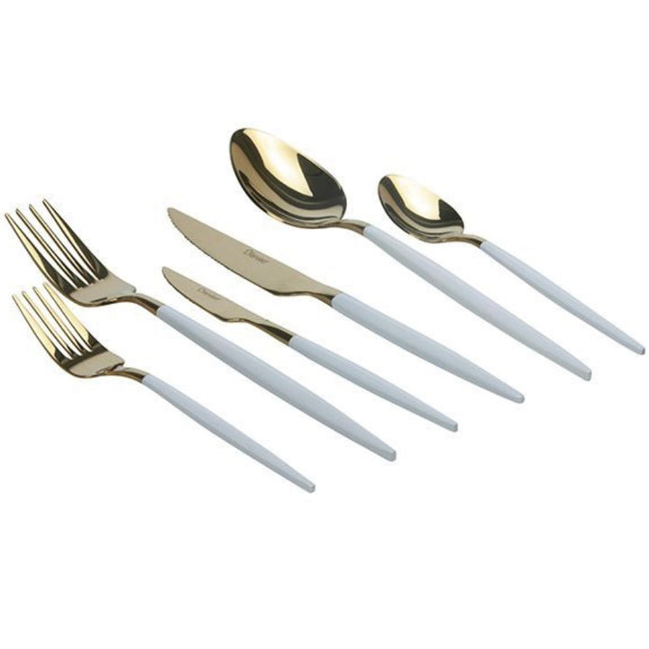Guld/Hvid Ferveo Bestiksæt 36 dele, 6 kuverter - Løven Home