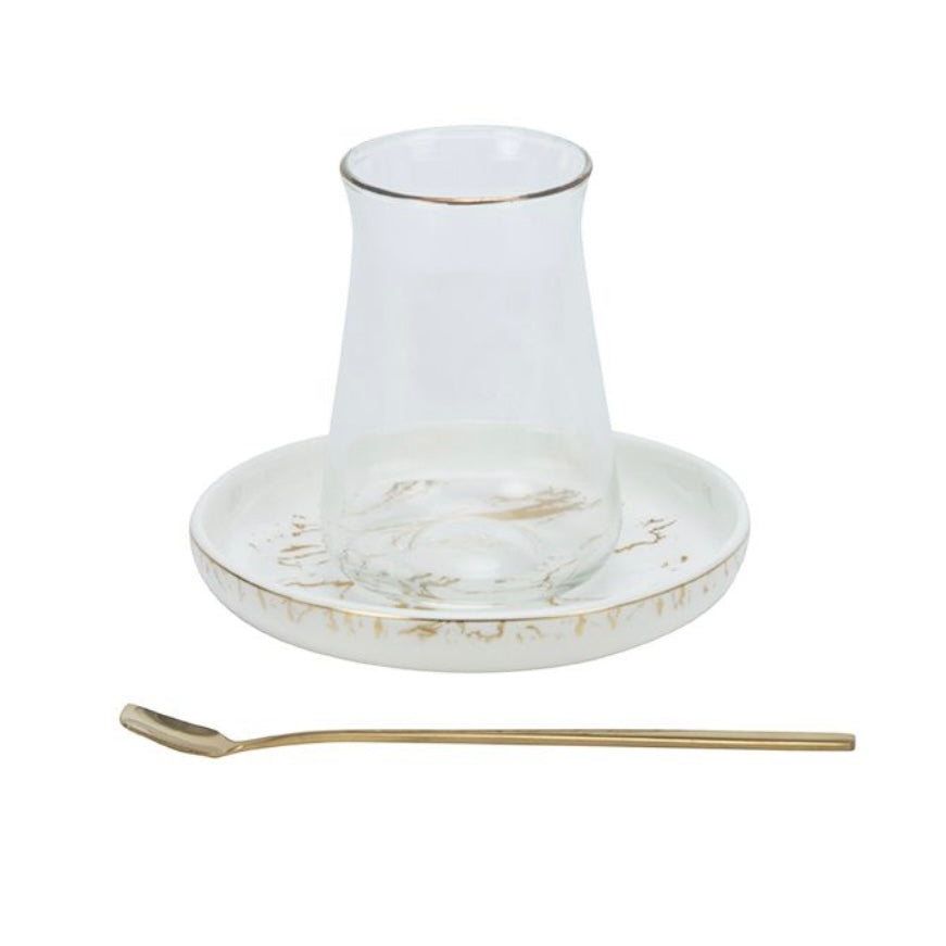 Bricard Teglassæt 18 dele - Guld/Marmor