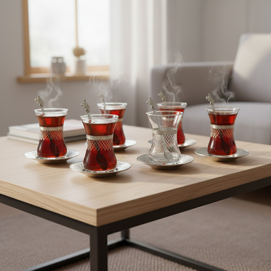 Dalgic 718/4 Tesæt i Sølv | 18 dele | Glas/Metal