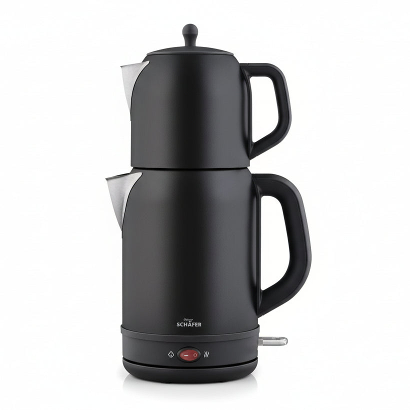 Schäfer Mila 2-i-1 Elektrisk Tekedel (1 L) & Vandkoger (1,7 L) – Rustfrit Stål (2200W) - Sort