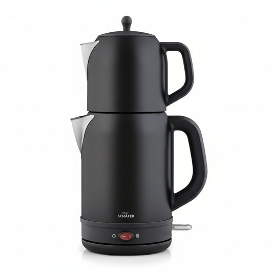 Schäfer Mila 2-i-1 Elektrisk Tekedel (1 L) & Vandkoger (1,7 L) – Rustfrit Stål (2200W) - Sort