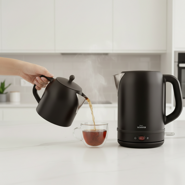 Schäfer Mila 2-i-1 Elektrisk Tekedel (1 L) & Vandkoger (1,7 L) – Rustfrit Stål (2200W) - Sort