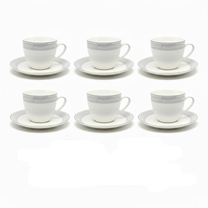 Weissberg Home Kaffekoppesæt 12 dele | Hvid/Sølv/Blå-Stribet