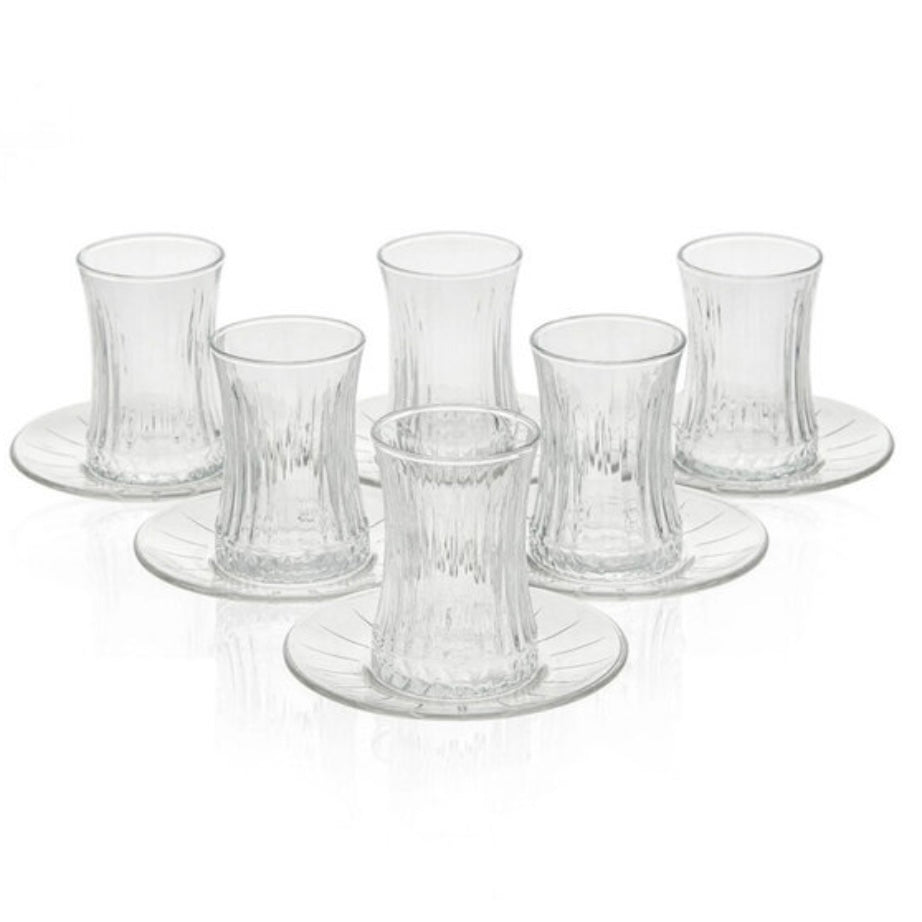 Pasabahce Elysia Tesæt – 12 dele (6 teglas + 6 underkopper)