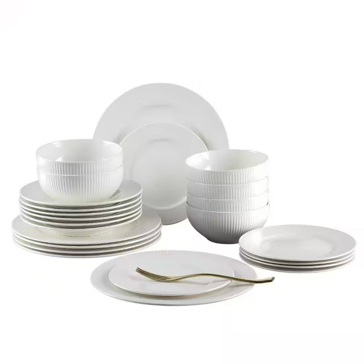 Akkaya Porcelænssæt 24 dele - 6 personer Hvid - Weisse Rose Anna