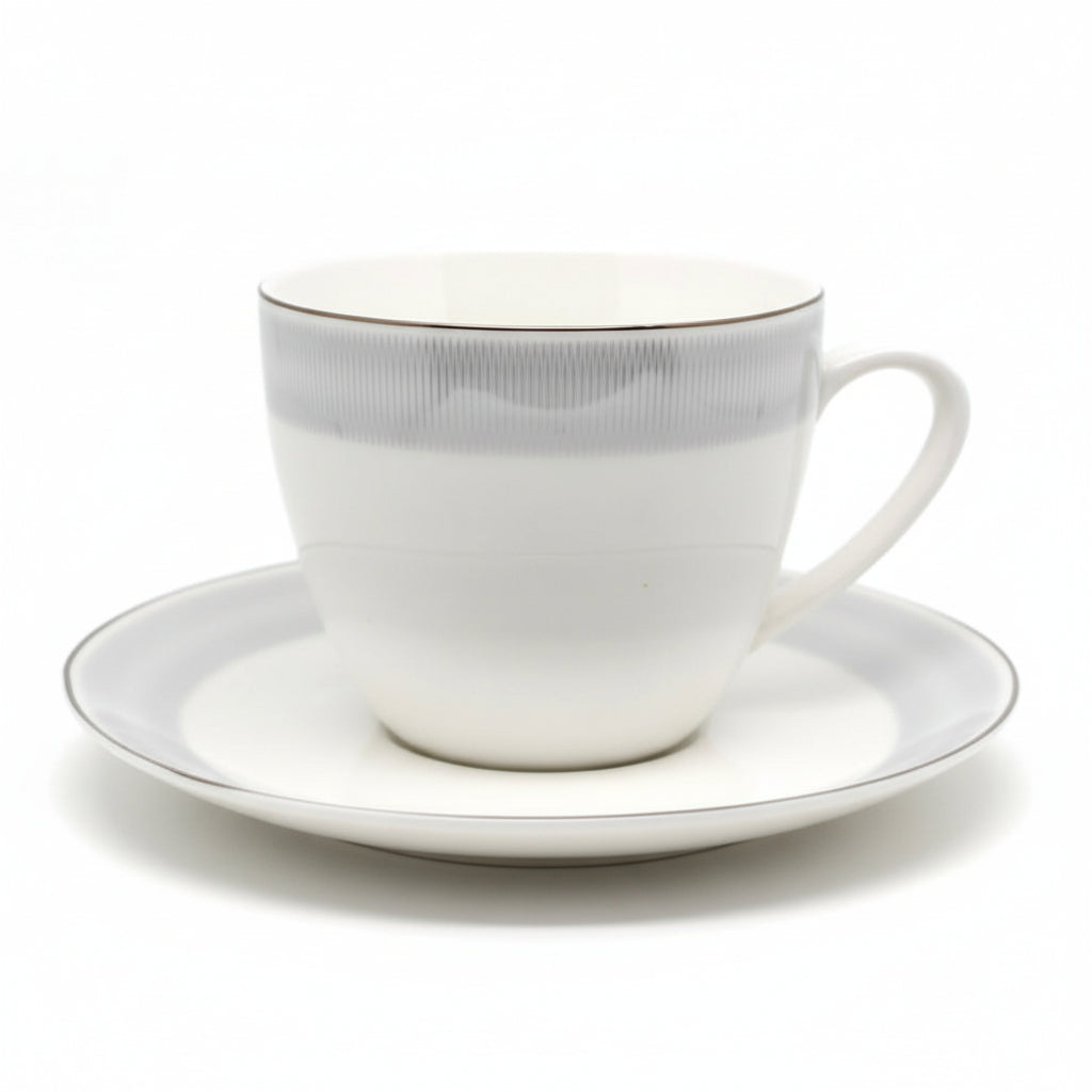 Weissberg Home Kaffekoppesæt 12 dele | Hvid/Sølv/Blå-Stribet