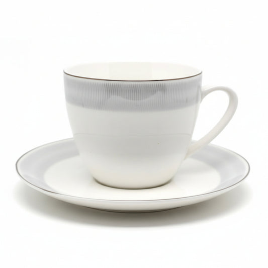 Weissberg Home Kaffekoppesæt 12 dele | Hvid/Sølv/Blå-Stribet