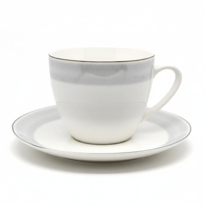 Weissberg Home Kaffekoppesæt 12 dele | Hvid/Sølv/Blå-Stribet