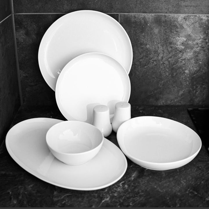 Hvid Porcelænssæt 6 Pers. 27 Dele - Almina Arte