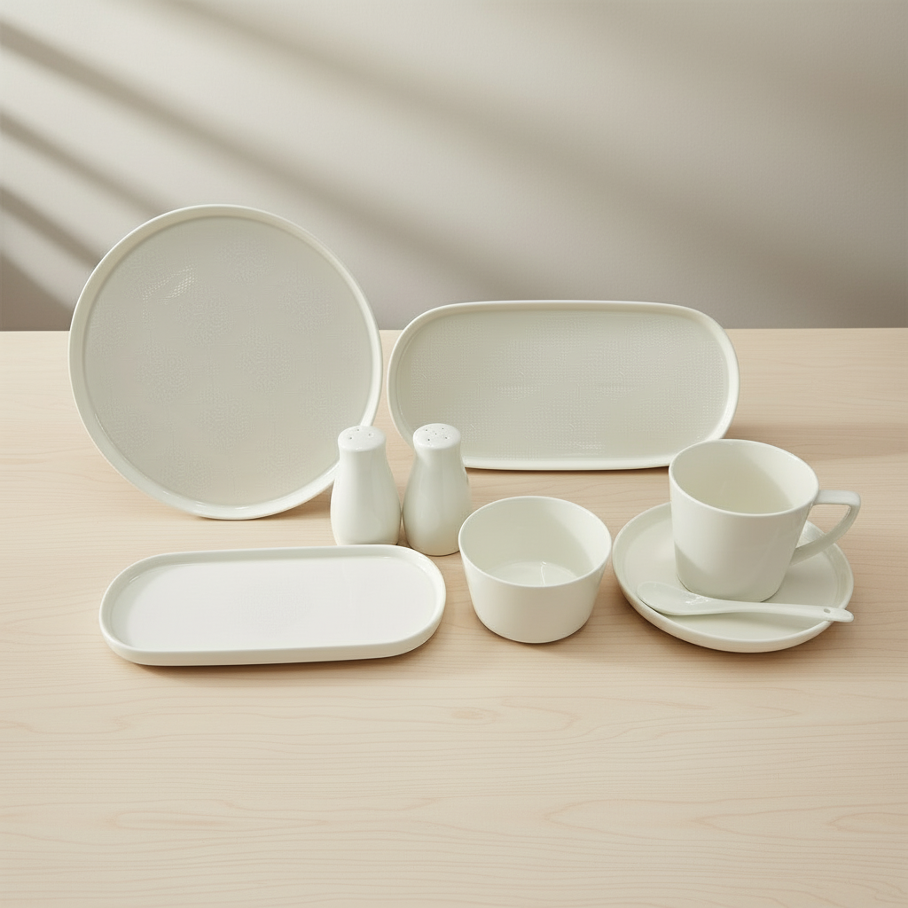 Karaca Forever Bone Salus Porcelæn Morgenmadssæt - 33 dele 6 personer