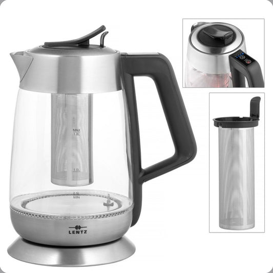 Glas Elkedel 1,8 L. m/Tesi 2200 W Sølv - Lentz