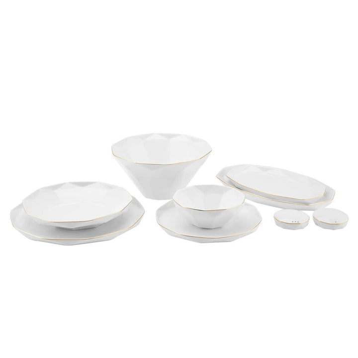 KARACA STREAMLINE ELMAS 57-delt Middagssæt | 12 personer | Hvid/Guld