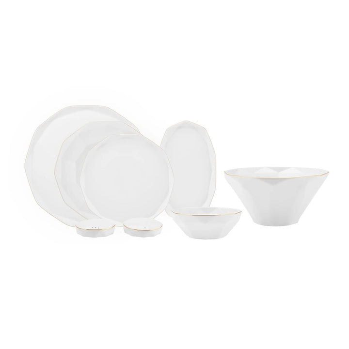 KARACA STREAMLINE ELMAS 57-delt Middagssæt | 12 personer | Hvid/Guld