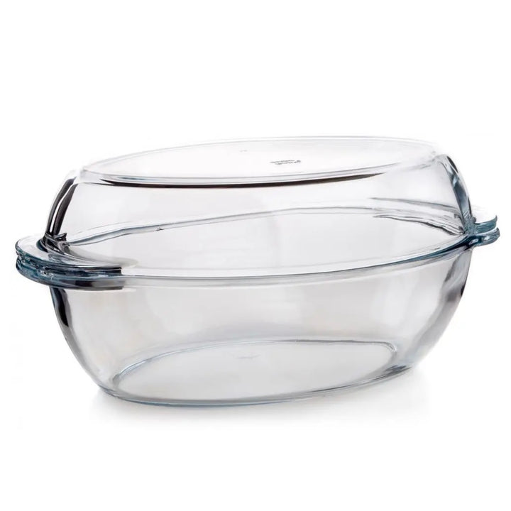 Ovalt Ovnfast Glasfad m/Glaslåg 2,25 L. - Borcam
